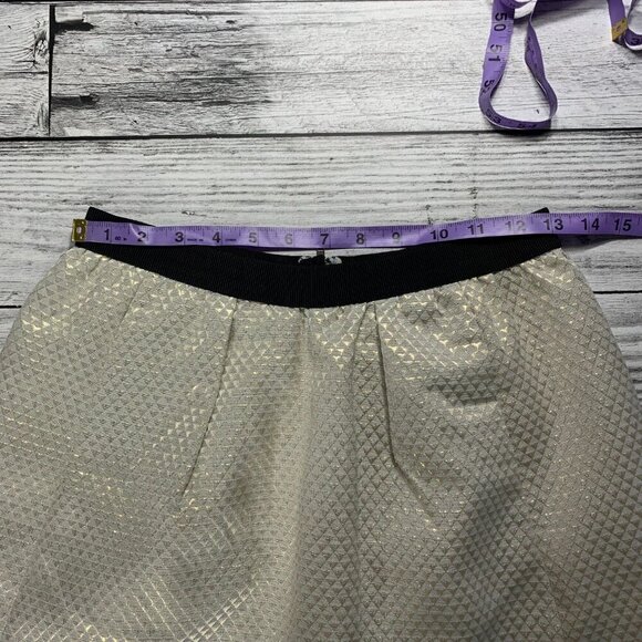 Ganni Anthropologie Gold Metallic Pleated A Line Mini Skirt with Pockets - Picture 10 of 13